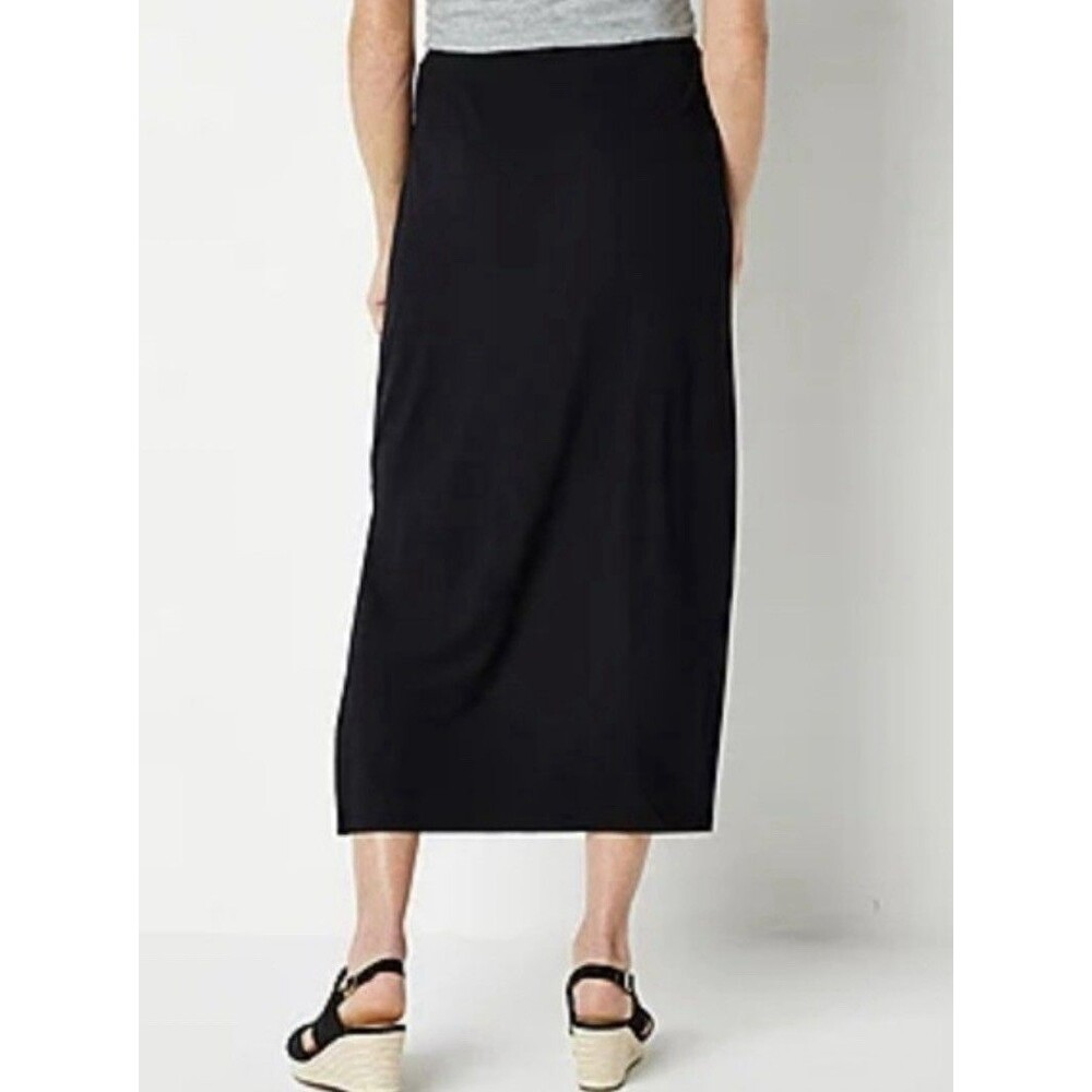 Liz Claiborne Maxi Skirt Long Black Straight Slit In Back Size XL